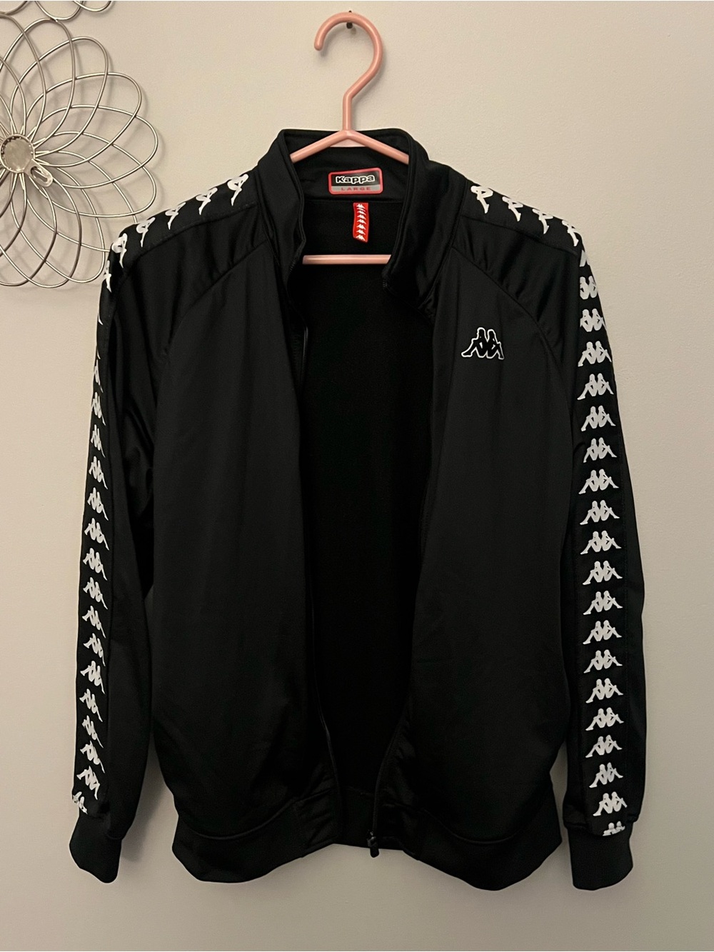 Kappa Black Track Jacket with White Logo Tape